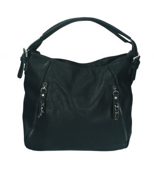 Damen Handtasche PARIS 3 Henkeltasche Umhängetasche mit Reißverschluss, Schulterriemen und zwei Henkeln Farbe Schwarz