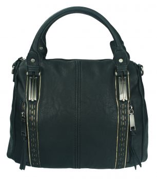 Damen Handtasche LONDON 1 Henkeltasche Umhängetasche mit Reißverschluss, Schulterriemen und zwei Henkeln