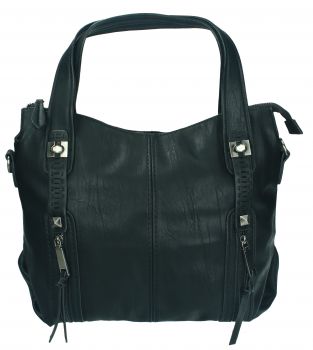 Damen Handtasche MADRID 1 Henkeltasche Schultertasche Umhängetasche mit Reißverschluss, Schulterriemen und zwei Henkeln