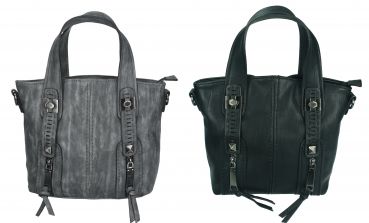 Damen Handtasche MADRID 2 Henkeltasche Schultertasche Umhängetasche mit Reißverschluss, Schulterriemen und zwei Henkeln