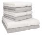 Preview: Betz Juego de seis piezas de toallas PREMIUM 2 toallas de baño (70x140cm), 4 toallas (50x100cm) de color gris plata y blanco