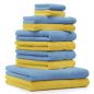 Preview: Betz Juego de 10 toallas CLASSIC 100% algodón 2 toallas de baño 4 toallas de lavabo 2 toallas de tocador 2 toallas faciales amarillo y azul celeste