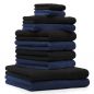 Preview: Betz 10-tlg. Handtuch-Set CLASSIC 100% Baumwolle 2 Duschtücher 4 Handtücher 2 Gästetücher 2 Seiftücher Farbe dunkelblau und schwarz