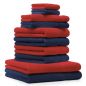 Preview: Lot de 10 serviettes "Classic" - Premium, 2 débarbouillettes, 2 serviettes d'invité, 4 serviettes de toilette, 2 serviettes de bain bleu foncé et rouge de Betz