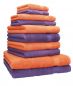 Preview: Betz 10-tlg. Handtuch-Set CLASSIC 100% Baumwolle 2 Duschtücher 4 Handtücher 2 Gästetücher 2 Seiftücher Farbe lila und orange