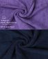 Preview: Betz 10-tlg. Handtuch-Set CLASSIC 100% Baumwolle 2 Duschtücher 4 Handtücher 2 Gästetücher 2 Seiftücher Farbe lila und dunkelblau