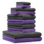 Preview: Betz 10 Piece Towel Set CLASSIC 100% Cotton 2 Bath Towels 4 Hand Towels 2 Guest Towels 2 Face Cloths Colour: purple violet & anthracite grey