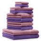 Preview: Betz 10 Piece Towel Set CLASSIC 100% Cotton 2 Bath Towels 4 Hand Towels 2 Guest Towels 2 Face Cloths Colour: purple & old rose