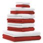 Preview: Betz 10-tlg. Handtuch-Set CLASSIC 100% Baumwolle 2 Duschtücher 4 Handtücher 2 Gästetücher 2 Seiftücher Farbe rot und weiß