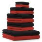 Preview: Betz 10-tlg. Handtuch-Set CLASSIC 100%Baumwolle 2 Duschtücher 4 Handtücher 2 Gästetücher 2 Seiftücher Farbe rot und schwarz