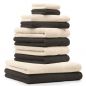 Preview: Betz 10 Piece Towel Set CLASSIC 100% Cotton 2 Bath Towels 4 Hand Towels 2 Guest Towels 2 Face Cloths Colour: dark brown & beige