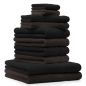 Preview: Betz Juego de 10 toallas CLASSIC 100% algodón 2 toallas de baño 4 toallas de lavabo 2 toallas de tocador 2 toallas faciales marrón oscuro y negro