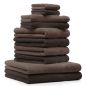 Preview: Betz 10-tlg. Handtuch-Set CLASSIC 100% Baumwolle 2 Duschtücher 4 Handtücher 2 Gästetücher 2 Seiftücher Farbe dunkelbraun und nussbraun