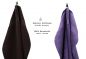 Preview: Betz 10-tlg. Handtuch-Set CLASSIC 100% Baumwolle 2 Duschtücher 4 Handtücher 2 Gästetücher 2 Seiftücher Farbe dunkelbraun und lila