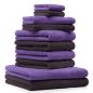 Preview: Betz Set di 10 asciugamani Premium 2 lavette 2 asciugamani per ospiti 4 asciugamani 2 asciugamani da doccia 100 % cotone colore marrone scuro e lilla