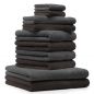 Preview: Betz 10 Piece Towel Set CLASSIC 100% Cotton 2 Bath Towels 4 Hand Towels 2 Guest Towels 2 Face Cloths Colour: dark brown & anthracite