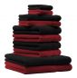 Preview: Betz 10 Piece Towel Set CLASSIC 100% Cotton 2 Bath Towels 4 Hand Towels 2 Guest Towels 2 Face Cloths Colour: dark red & black
