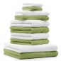 Preview: Betz Juego de 10 toallas CLASSIC 100% algodón 2 toallas de baño 4 toallas de lavabo 2 toallas de tocador 2 toallas faciales verde manzana y blanco