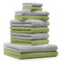 Preview: Betz Set di 10 asciugamani Classic-Premium 2 lavette 2 asciugamani per ospiti 4 asciugamani 2 asciugamani da doccia 100 % cotone colore verde mela e grigio argento