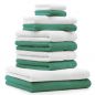 Preview: Betz Set di 10 asciugamani Classic-Premium 2 lavette 2 asciugamani per ospiti 4 asciugamani 2 asciugamani da doccia 100 % cotone colore verde smeraldo e bianco