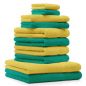 Preview: Betz Set di 10 asciugamani Classic-Premium 2 lavette 2 asciugamani per ospiti 4 asciugamani 2 asciugamani da doccia 100 % cotone colore verde smeraldo e giallo