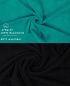 Preview: Betz 10-tlg. Handtuch-Set CLASSIC 100% Baumwolle 2 Duschtücher 4 Handtücher 2 Gästetücher 2 Seiftücher Farbe smaragdgrün und schwarz