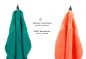 Preview: Betz Set di 10 asciugamani Classic-Premium 2 lavette 2 asciugamani per ospiti 4 asciugamani 2 asciugamani da doccia 100 % cotone colore verde smeraldo e arancione