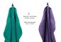 Preview: Lot de 10 serviettes "Classic" - Premium, 2 débarbouillettes, 2 serviettes d'invité, 4 serviettes de toilette, 2 serviettes de bain vert émeraude et violet de Betz