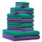 Preview: Lot de 10 serviettes "Classic" - Premium, 2 débarbouillettes, 2 serviettes d'invité, 4 serviettes de toilette, 2 serviettes de bain vert émeraude et violet de Betz