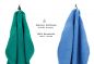 Preview: Lot de 10 serviettes "Classic" - Premium, 2 débarbouillettes, 2 serviettes d'invité, 4 serviettes de toilette, 2 serviettes de bain vert émeraude et bleu clair de Betz