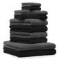 Preview: Betz 10 Piece Towel Set CLASSIC 100% Cotton 2 Face Cloths 2 Guest Towels 4 Hand Towels 2 Bath Towels Colour: anthracite grey & black