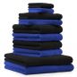 Preview: Betz Set di 10 asciugamani Classic-Premium 2 lavette 2 asciugamani per ospiti 4 asciugamani 2 asciugamani da doccia 100 % cotone colore blu reale e nero