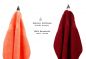 Preview: 10 uds. Juego de toallas "Classic" – Premium , color: naranja  y rojo oscuro , 2 toallas cara 30x30, 2 toallas de invitados 30x50, 4 toallas de 50x100, 2 toallas de baño 70x140 cm