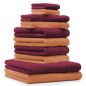 Preview: Betz 10-tlg. Handtuch-Set CLASSIC 100% Baumwolle 2 Duschtücher 4 Handtücher 2 Gästetücher 2 Seiftücher Farbe orange und dunkelrot