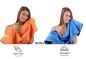 Preview: 10 uds. Juego de toallas "Classic" – Premium , color: naranja  y azul claro , 2 toallas cara 30x30, 2 toallas de invitados 30x50, 4 toallas de 50x100, 2 toallas de baño 70x140 cm