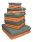 Preview: 10 uds. Juego de toallas CLASSIC-PREMIUM, color: naranja y gris antracita, 2 toallas cara 30x30, 2 toallas de invitados 30x50, 4 toallas de 50x100, 2 toallas de baño 70x140 cm