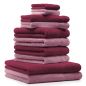 Preview: Betz Set di 10 asciugamani Premium 2 asciugamani da doccia 4 asciugamani 2 asciugamani per ospiti 2 guanti da bagno 100% cotone colore rosa antico e rosso scuro