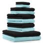 Preview: Betz 10 Piece Towel Set PREMIUM 100% Cotton 2 Wash Mitts 2 Guest Towels 4 Hand Towels 2 Bath Towels Colour: black & turquoise