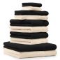 Preview: Betz 10 Piece Towel Set PREMIUM 100% Cotton 2 Wash Mitts 2 Guest Towels 4 Hand Towels 2 Bath Towels Colour: beige & black