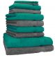 Preview: Betz 10 Piece Towel Set PREMIUM 100% Cotton 2 Wash Mitts 2 Guest Towels 4 Hand Towels 2 Bath Towels Colour: emerald green & anthracite grey