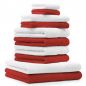 Preview: Betz 10 Piece Towel Set PREMIUM 100% Cotton 2 Wash Mitts 2 Guest Towels 4 Hand Towels 2 Bath Towels Colour: red & white