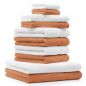 Preview: Betz 10 Piece Towel Set PREMIUM 100% Cotton 2 Wash Mitts 2 Guest Towels 4 Hand Towels 2 Bath Towels Colour: orange & white