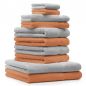 Preview: Betz 10 Piece Towel Set PREMIUM 100% Cotton 2 Wash Mitts 2 Guest Towels 4 Hand Towels 2 Bath Towels Colour: orange & silver grey