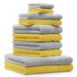 Preview: Betz 10 Piece Towel Set PREMIUM 100% Cotton 2 Wash Mitts 2 Guest Towels 4 Hand Towels 2 Bath Towels Colour: yellow & silver grey