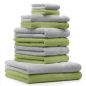 Preview: Betz 10 Piece Towel Set PREMIUM 100% Cotton 2 Wash Mitts 2 Guest Towels 4 Hand Towels 2 Bath Towels Colour: apple green & silver grey
