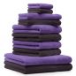 Preview: Betz Lot de 10 serviettes set de 2 serviettes de bain 4 serviettes de toilette 2 serviettes d'invité et 2 gants de toilette 100% Coton Premium couleur marron foncé, violet