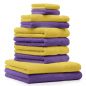 Preview: Betz 10 Piece Towel Set PREMIUM 100% Cotton 2 Wash Mitts 2 Guest Towels 4 Hand Towels 2 Bath Towels Colour: yellow & purple