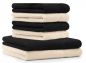 Preview: Betz 6 Piece Towel Set PREMIUM 100% Cotton 2 Bath Towels 4 Hand Towels Colour: black & beige