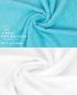Preview: Betz 10 Stück Seiftücher PREMIUM 100% Baumwolle Seiflappen Set 30x30 cm Farbe türkis und weiß