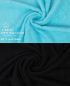 Preview: Pack of 10 Wash Cloths Flannel Towels PREMIUM 100% Cotton 30x30 cm (turquoise & black)